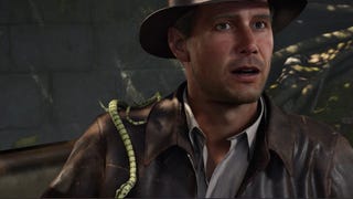 A snake lands on Indy's shoulder in Indiana Jones and the Great Circle