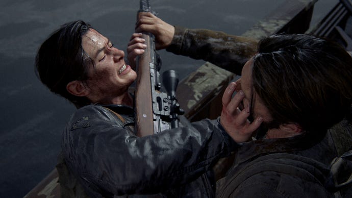 Abby fights off Tommy in The Last of Us Part 2 Remastered