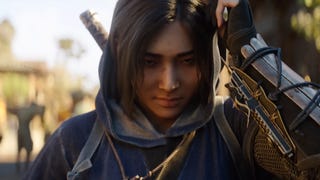 Assassin's Creed Shadows trailer screenshot showing female shinobi pulling hood over her head