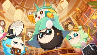 Launch artwork for Eggy party with different cooured eggs dressed in different outfits.