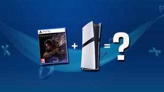 Image showing an equasion: a copy of Forspoken plus a PS5 Pro equals question mark