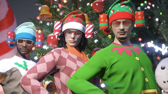 gta online red holly green festive blue snowflake beer hats