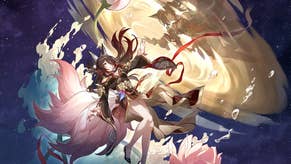 Splash art of Fugue, Tingyun's 5-Star form, in Honkai Star Rail, on a deep blue space background.