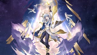 Sunday's splash art from Honaki Star Rail on a deep blue space background.