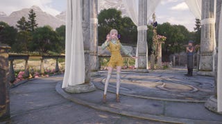 infinity nikki nikki posing in swan gazebo