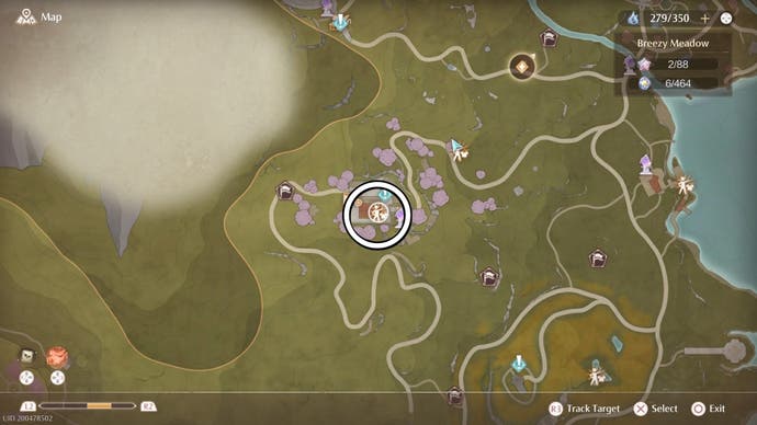 Pepsa's location circled on the map in Infinity Nikki.