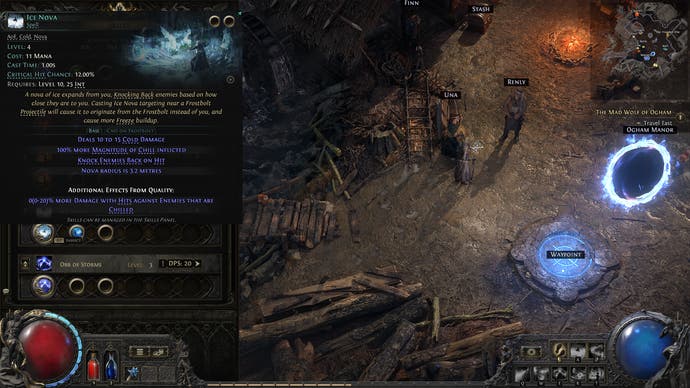 A Path of Exile 2 screenshot showing the Ice Nova skill, one of the Sorceress's skills