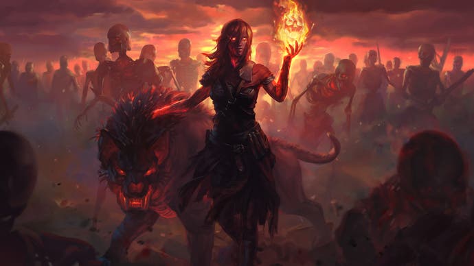A Path of Exile 2 official illustration of the Infernalist Ascendancy class