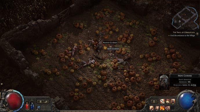Path of Exile 2 screenshot showing pieces of equipment that dropped from enemies killed