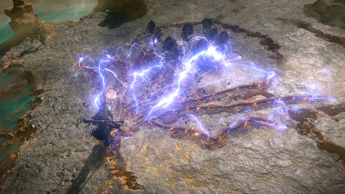 An official Path of Exile 2 screenshot showing a Monk attacking enemies from afar