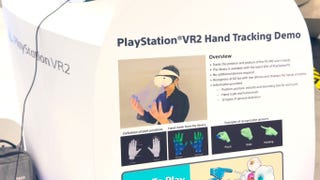 PSVR2 hand tracking demo booth outlining the feature