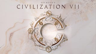 Civ 7 official key art showing a regal-looking C against a white marble background with headline reading Sid Meier's Civilization VII